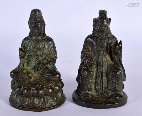 TWO CHINESE BRONZE FIGURES OF IMMORTALS 20th Century. 10 cm ...