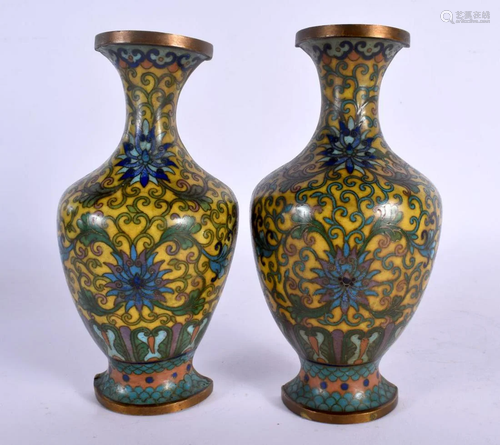 A PAIR OF EARLY 20TH CENTURY CHINESE CLOISONNE ENAMEL WALL P...