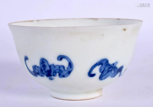 A CHINESE BLUE AND WHITE BAT PORCELAIN TEABOWL 20th Century....