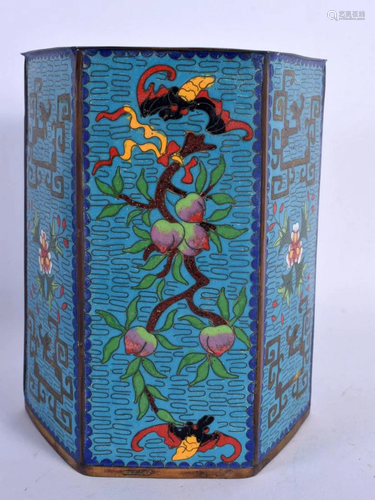 AN EARLY 20TH CENTURY CHINESE CLOISONNE ENAMEL BRUSH POT Lat...