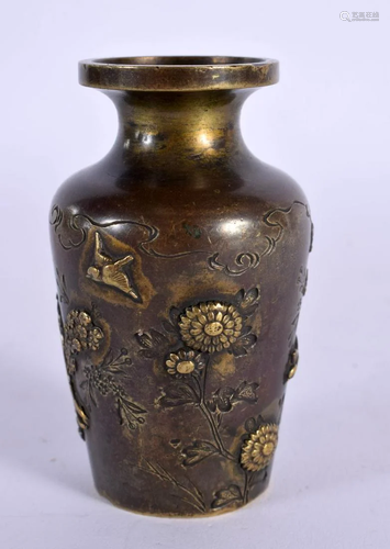 A MINIATURE 19TH CENTURY JAPANESE MEIJI PERIOD BRONZE VASE d...