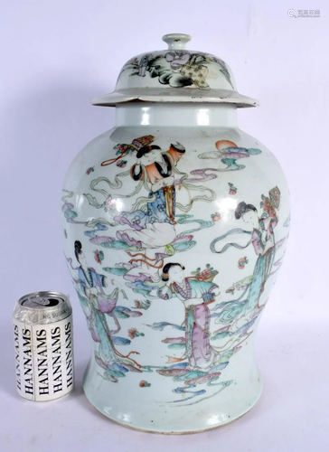 A LARGE EARLY 20TH CENTURY CHINESE FAMILLE ROSE GINGER JAR A...