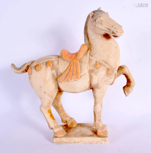 A LATE 19TH CENTURY CHINESE POTTERY FIGURE OF A HORSE Tang S...