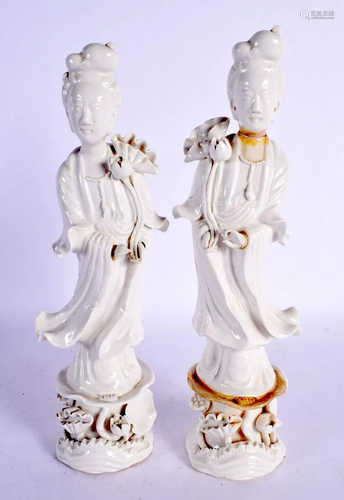 A PAIR OF LATE 19TH CENTURY CHINESE BLANC DE CHINE PORCELAIN...