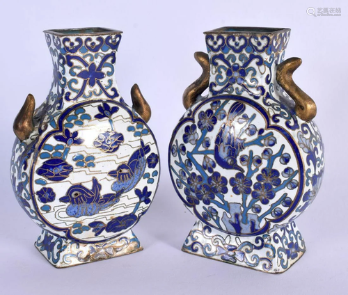 A PAIR OF EARLY 20TH CENTURY CHINESE CLOISONNE ENAMEL VASES ...