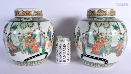 A LARGE PAIR OF 19TH CENTURY CHINESE FAMILLE VERTE PORCELAIN...