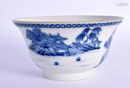 AN 18TH CENTURY CHINESE EXPORT BLUE AND WHITE BOWL Qianlong....