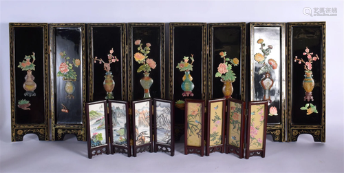 FOUR CHINESE SCREENS Republic period. Largest 60 cm x 30 cm....