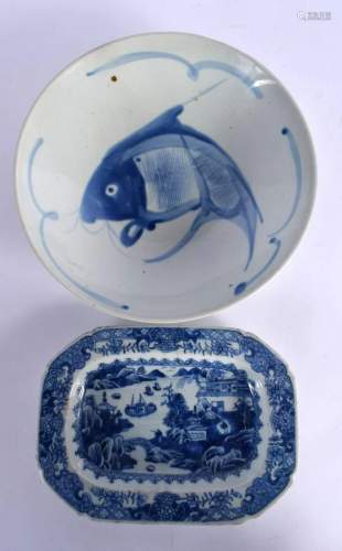 AN 18TH CENTURY CHINESE EXPORT BLUE AND WHITE DISH Qianlong ...