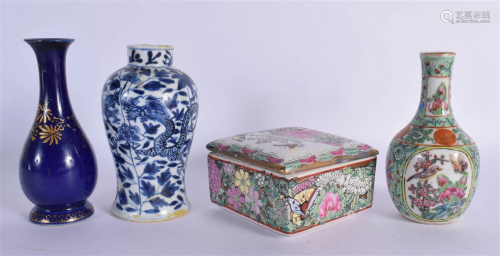 TWO 19TH CENTURY CHINESE VASES together with a vase & bo...