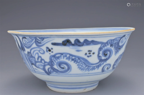 A CHINESE BLUE AND WHITE PORCELAIN BOWL, MING DYNASTY