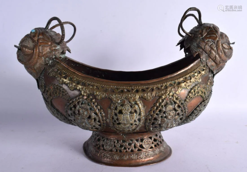 A 19TH CENTURY TIBETAN MIXED METAL COPPER OFFERING BOWL deco...