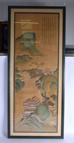 Chinese School (19th Century) Watercolour Silk Landscape and...