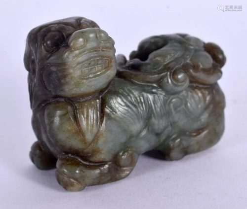 A LATE 19TH CENTURY CHINESE CARVED JADE FIGURE OF A BEAST mo...