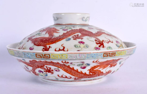 AN EARLY 20TH CENTURY CHINESE FAMILLE ROSE BOWL AND COVER La...