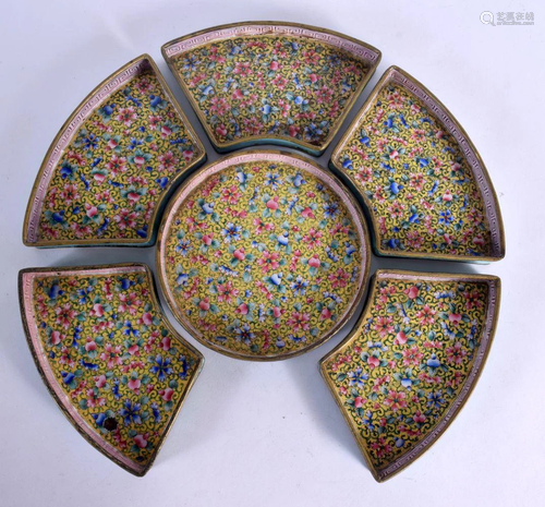 A LATE 18TH/19TH CENTURY CHINESE CANTON ENAMEL HORDEVRES SET...