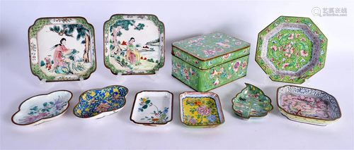 A GROUP OF LATE 19TH/20TH CENTURY CHINESE CANTON ENAMEL WARE...