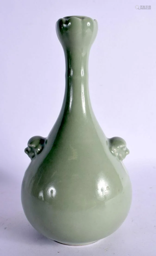 A 19TH CENTURY CHINESE CELADON PORCELAIN GARLIC NECK VASE be...