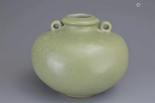 A CHINESE LONGQUAN CELADON POTTERY JARLET, YUAN DYNASTY