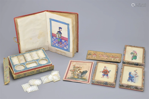 A COLLECTION OF CHINESE RICE PAPER PAINTINGS AND GAMES COUNT...