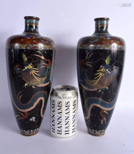 A LARGE PAIR OF 19TH CENTURY JAPANESE MEIJI PERIOD CLOISONNE...