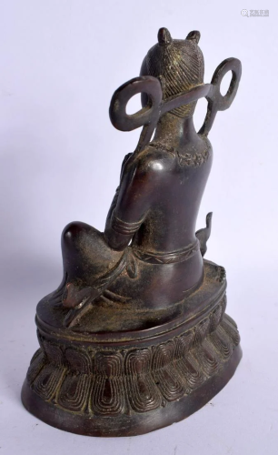 A CHINESE QING DYNASTY BRONZE FIGURE OF A SEATED BUDDHA mode...
