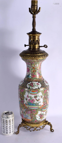 A LARGE 19TH CENTURY CHINESE CANTON FAMILLE ROSE VASE conver...