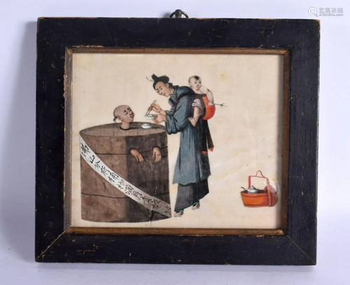 Chinese School (19th Century) Pith Watercolour Torture scene...