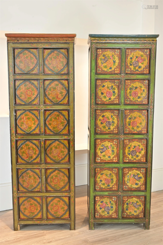 A PAIR OF CHINESE SINO TIBETAN TALL CABINETS, 20TH CENTURY