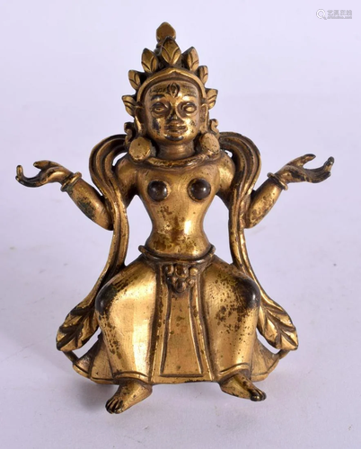 A 16TH/17TH CENTURY CHINESE TIBETAN GILT BRONZE FIGURE OF A ...