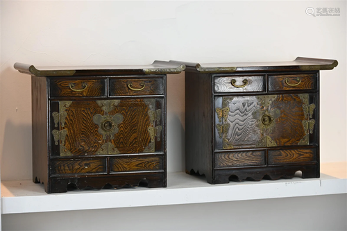 A PAIR OF KOREAN LOW SIDE CABINETS