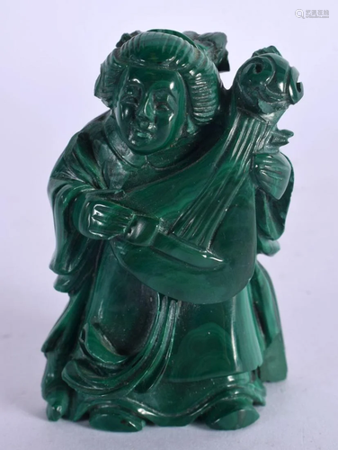 AN EARLY 20TH CENTURY CHINESE CARVED MALACHITE FIGURE Late Q...