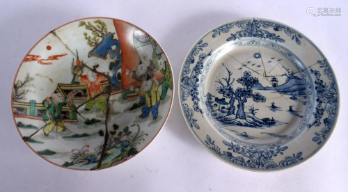 TWO CHINESE PORCELAIN PLATES 20th Century. Largest 21 cm dia...