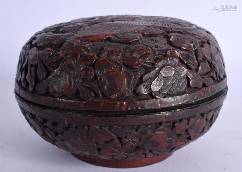 AN EARLY 20TH CENTURY CHINESE CINNABAR LACQUER BOX AND COVER...