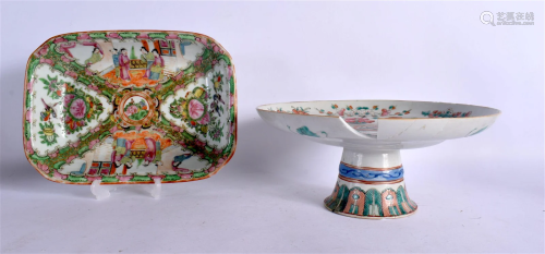 AN EARLY 20TH CENTURY CHINESE FAMILLE ROSE CANTON DISH and a...