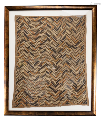 A FRAMED AFRICAN EMBROIDERY, POSSIBLY CONGOLESE, 20TH CENTUR...