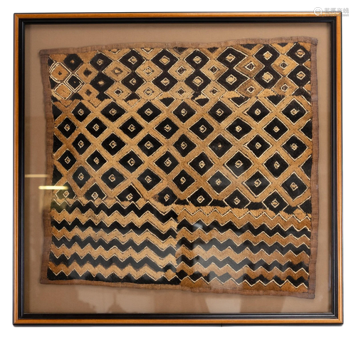 A FRAMED AFRICAN EMBROIDERY, POSSIBLY CONGOLESE, 20TH CENTUR...