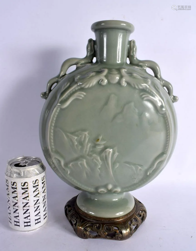 AN EARLY 20TH CENTURY JAPANESE MEIJI PERIOD CELADON MOON FLA...