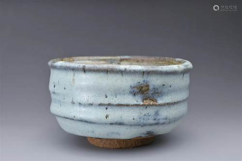 A PALE BLUE GLAZED STONEWARE BOWL, POSSIBLY JAPANESE