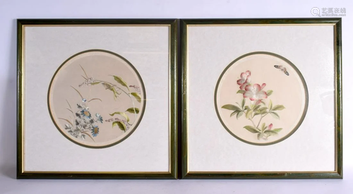 Chinese School (20th Century) Pair^ Silks. 45 cm square.