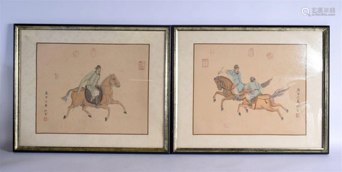 Chinese School (20th Century) Pair Watercolour Figures on a ...