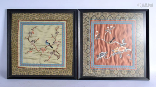 A PAIR OF CHINESE REPUBLICAN PERIOD SILK WORK PANELS. 40 cm ...