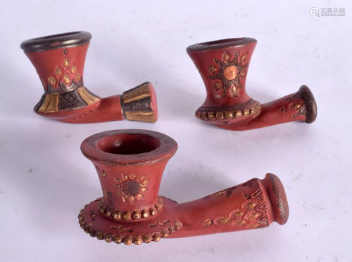 THREE TURKISH MIDDLE EASTERN TOPHANE TURKISH PIPES. 11 cm x ...