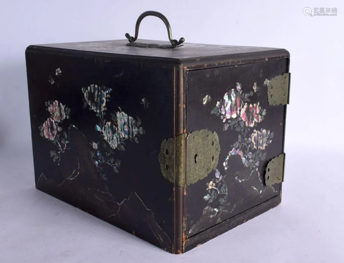 A LATE 19TH CENTURY JAPANESE KOREAN MOTHER OF PEARL INLAID C...