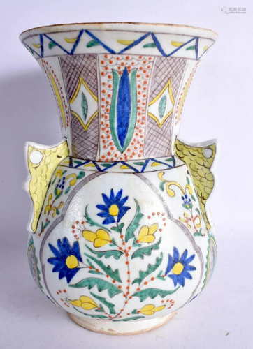 A TURKISH MIDDLE EASTERN FAIENCE KUTAHYA POTTERY MOSQUE LAMP...