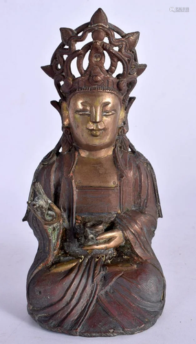 A 17TH/18TH CENTURY CHINESE BRONZE FIGURE OF A BUDDHA Late M...