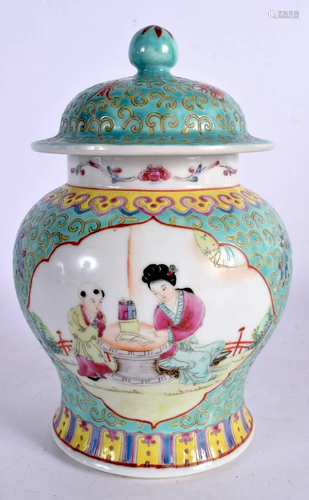 A CHINESE REPUBLICAN PERIOD FAMILLE ROSE VASE AND COVER. 17 ...