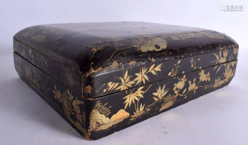 A LARGE MID 19TH CENTURY CHINESE EXPORT BLACK LACQUER GAMING...