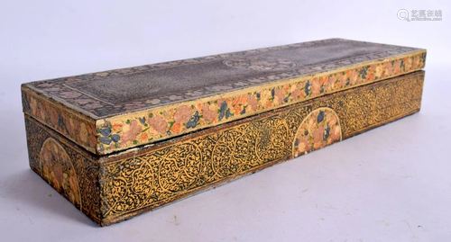 A 19TH CENTURY MIDDLE EASTERN PAPER MACHE QAJAR KASHMIR BOX ...