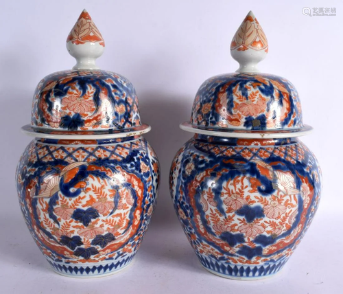 A PAIR OF 19TH CENTURY JAPANESE MEIJI PERIOD IMARI VASES AND...